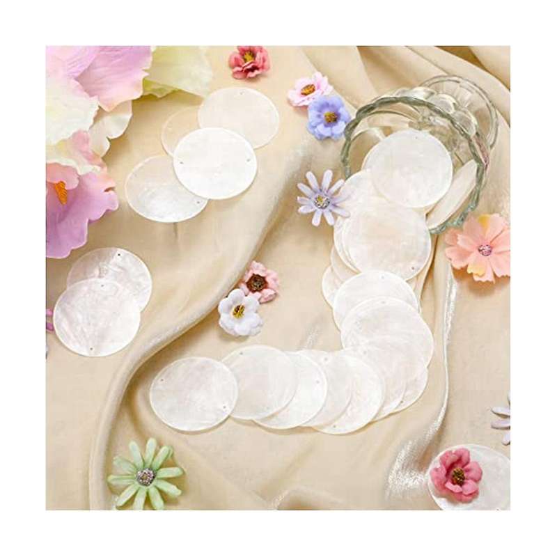 120 Pcs Round Natural Shells Capiz Sea Shells 2 Inch Oyster Shells for Crafting with 2 Holes Sea Sh
