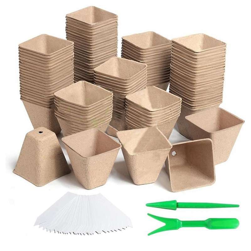 120 Pack Square Peat Pots for Seedlings, Seed Starting Pots with Drainage Holes,Biodegradable Herb S