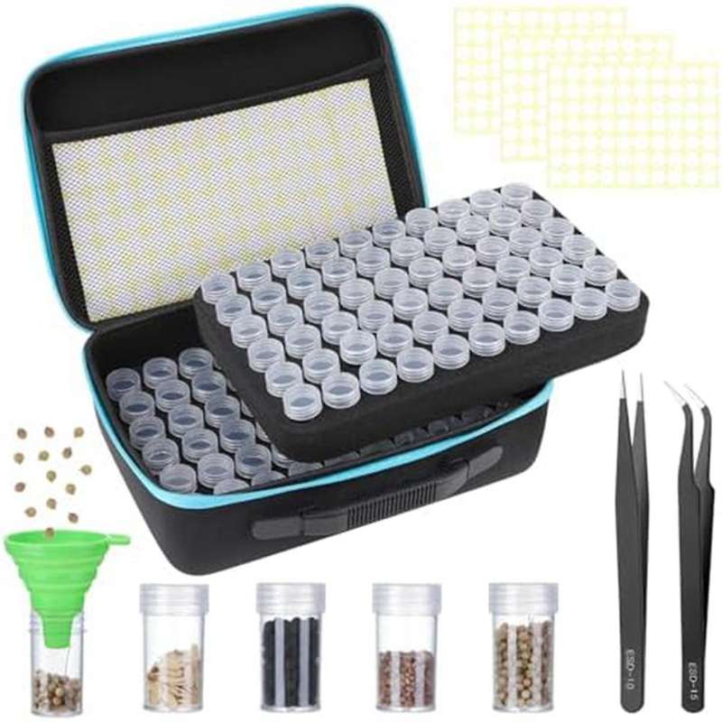 120 Slots Seed Storage Organizer Sturdy Plastic Storage Containers, Label Stickers, Funnel, for Flow