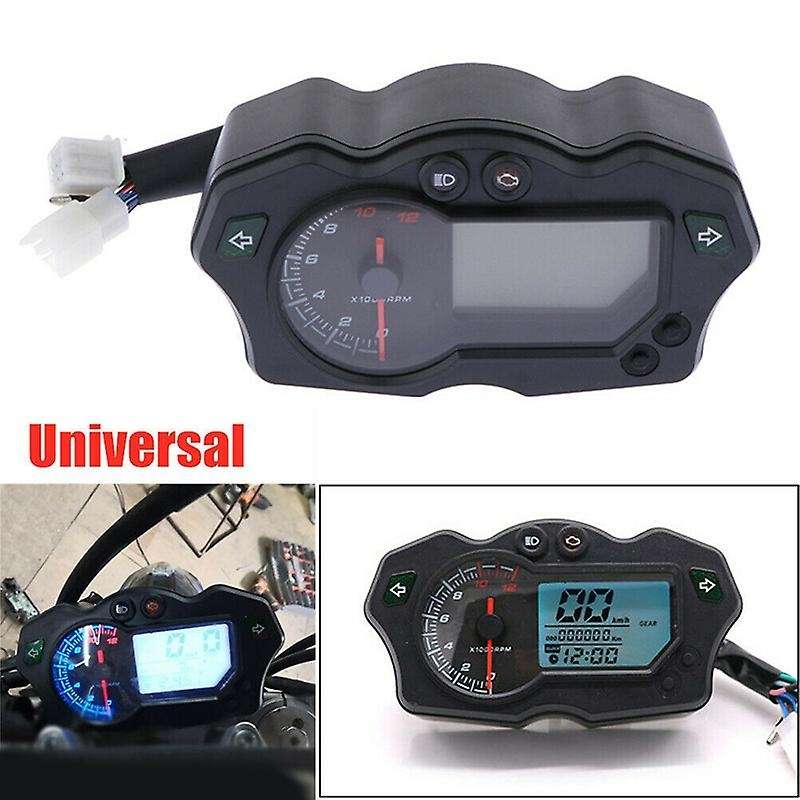 12000RPM 12V LCD Screen Motorcycle Speedometer 7-Color Tachometer Odometer Gauge