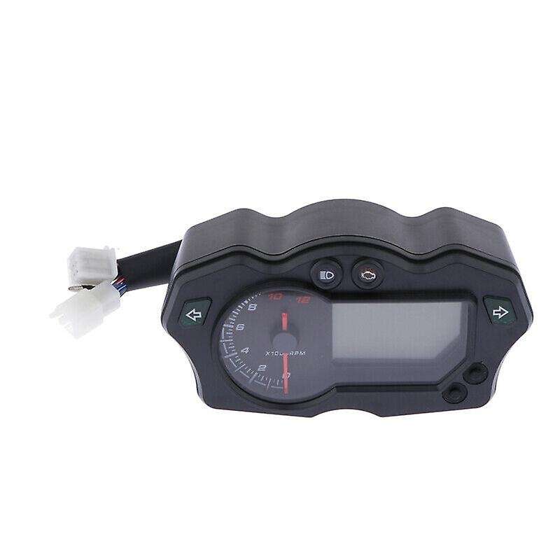 12000RPM 12V LCD Screen Motorcycle Speedometer 7-Color Tachometer Odometer Gauge