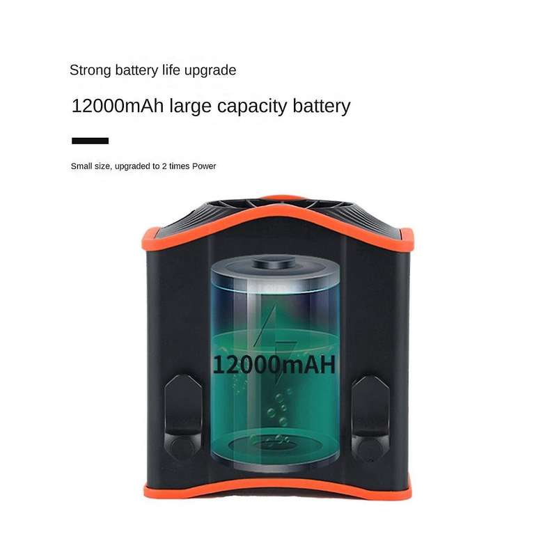 12000MAh Portable Hanging Waist Fan Wearable Electric Fan USB Charging Mini High Wind Power Fan for