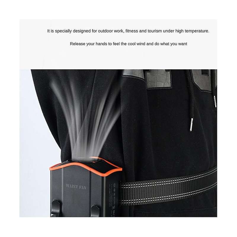 12000MAh Portable Hanging Waist Fan Wearable Electric Fan USB Charging Mini High Wind Power Fan for