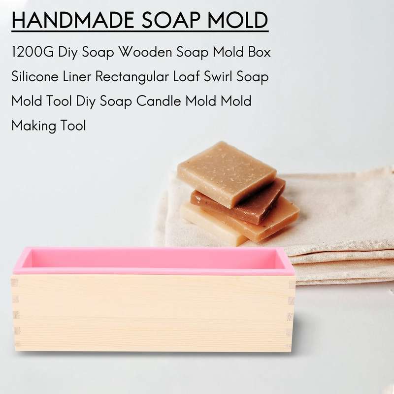 1200g Diy Soap Wooden Soap Mold Box Silicone Liner Rectangular Loaf Swirl Soap Mold Tool Diy Soap C