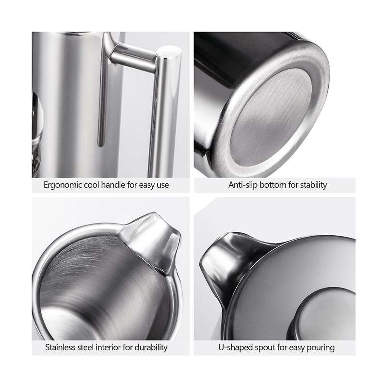 1200Ml Coffee Maker 304Stainless Steel Coffee Machine Double Wall French Press Insulated Coffee&Tea