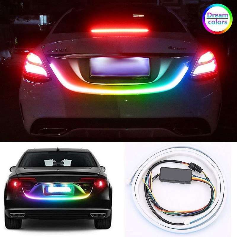 120cm Car Trunk Taillight Color Dynamic Reversing Warning Light Bar 12V Automatic Additional Brake T