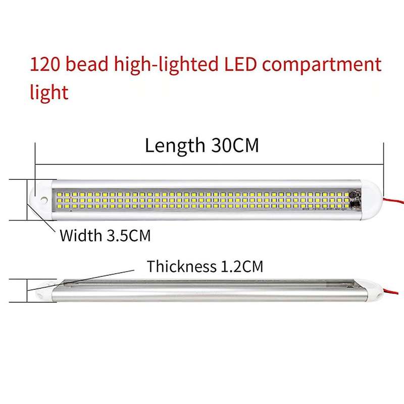 120led Car Interior Light Bar Strip with On/off Switch for Truck Rv Van Lorry Boat Motorhome Readin