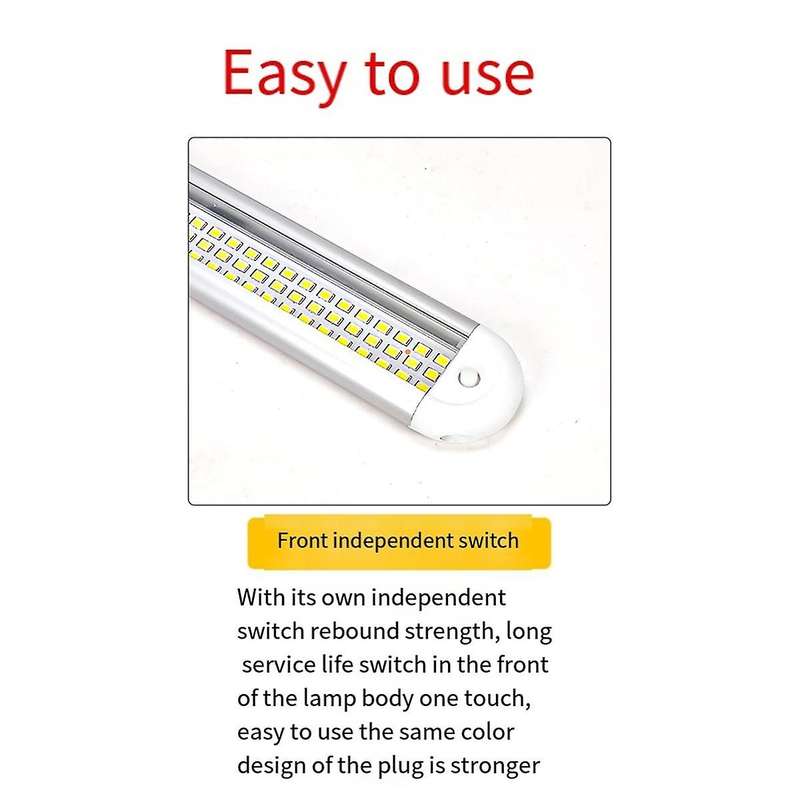 120led Car Interior Light Bar Strip with On/off Switch for Truck Rv Van Lorry Boat Motorhome Readin