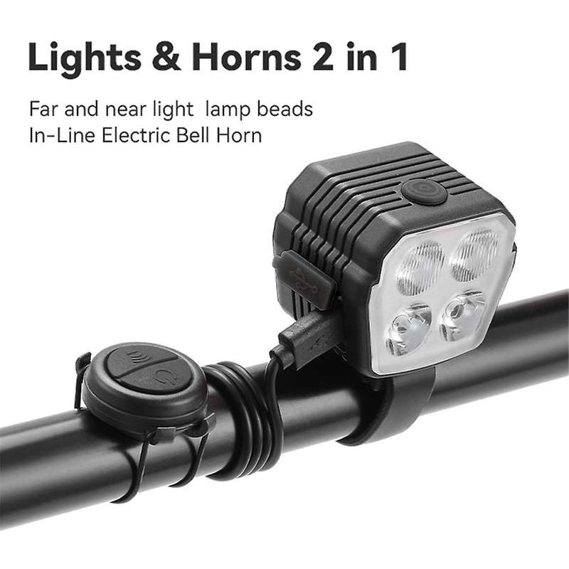 120dB Bicycle Horn Light Bicycle Headlight 2 in 1 Bicycle Headlight 4LED for Outdoor Mountain Bike A