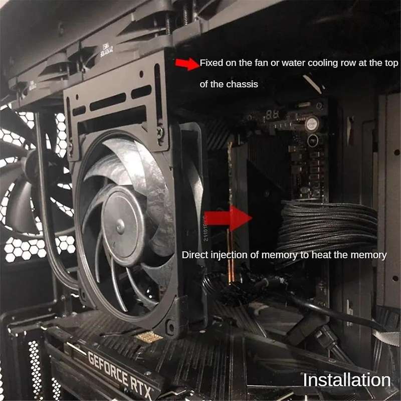 120mm RAM Module Cooling Pump Radiator Support Drainage Reservoir Mount Bracket Holder Heatsink Fan