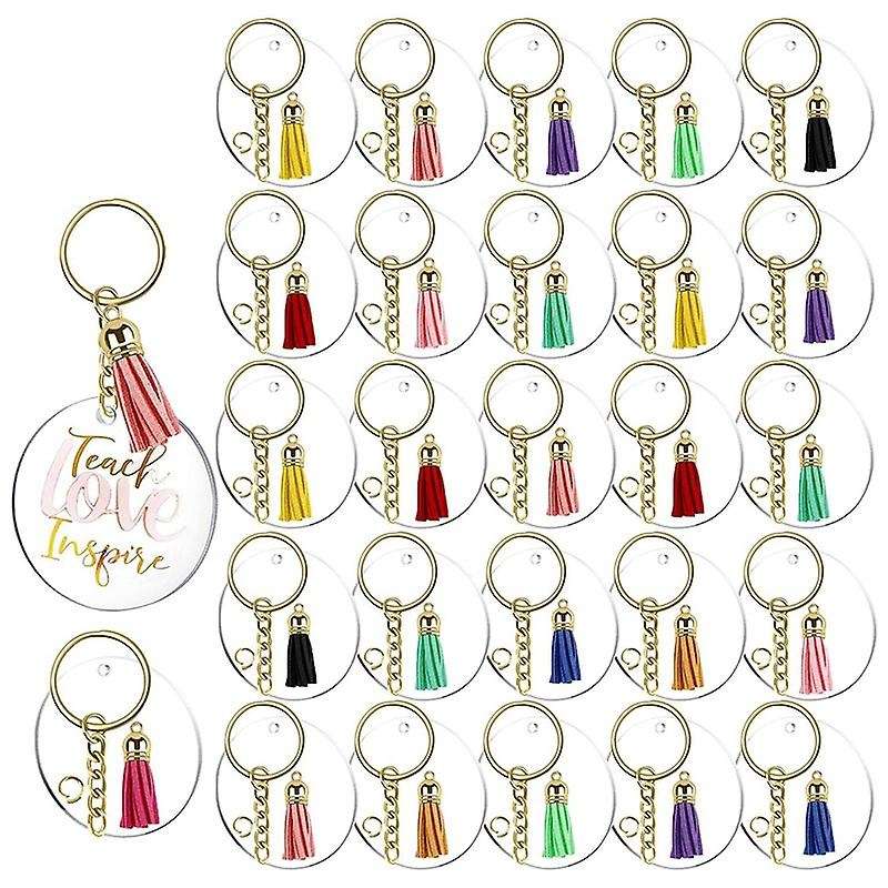 120pcs Acrylic Tassels Clear Circle with Hole with Jump Rings Compatible Diy