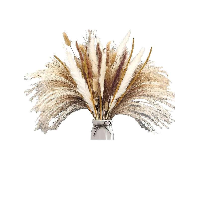 120pcs Dried Pampas Grass Bouquet for Boho Flowers Home Table Decor, Living ,rustic Farmhouse Party
