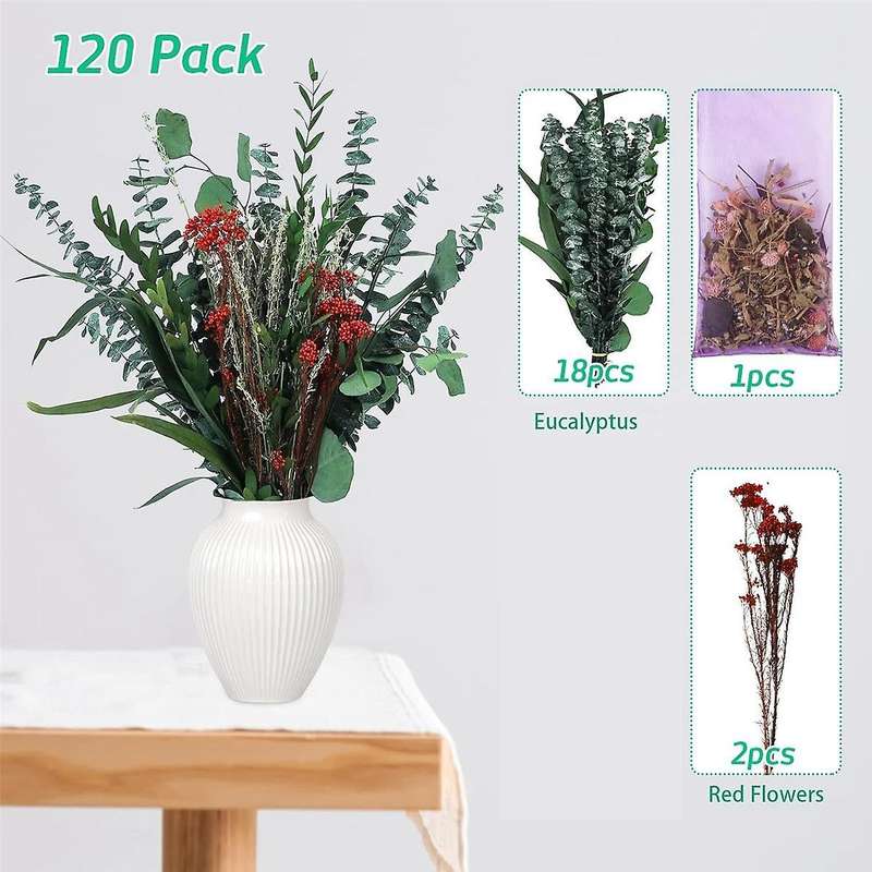 120pcs Dried Eucalyptus for Shower, Eucalyptus with Stems for Home Decor, 17 Inches Shower Eucalyptu