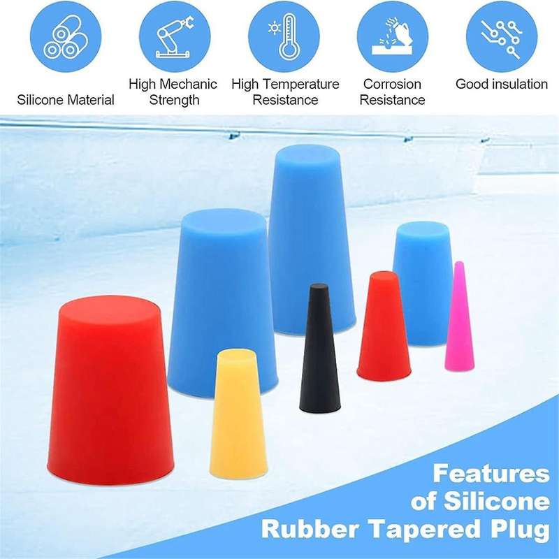 120pcs Silicone Rubber Tapered Plugs, High Temp Resistant Silicone Rubber 8 Sizes From 1/16 to 5/8in