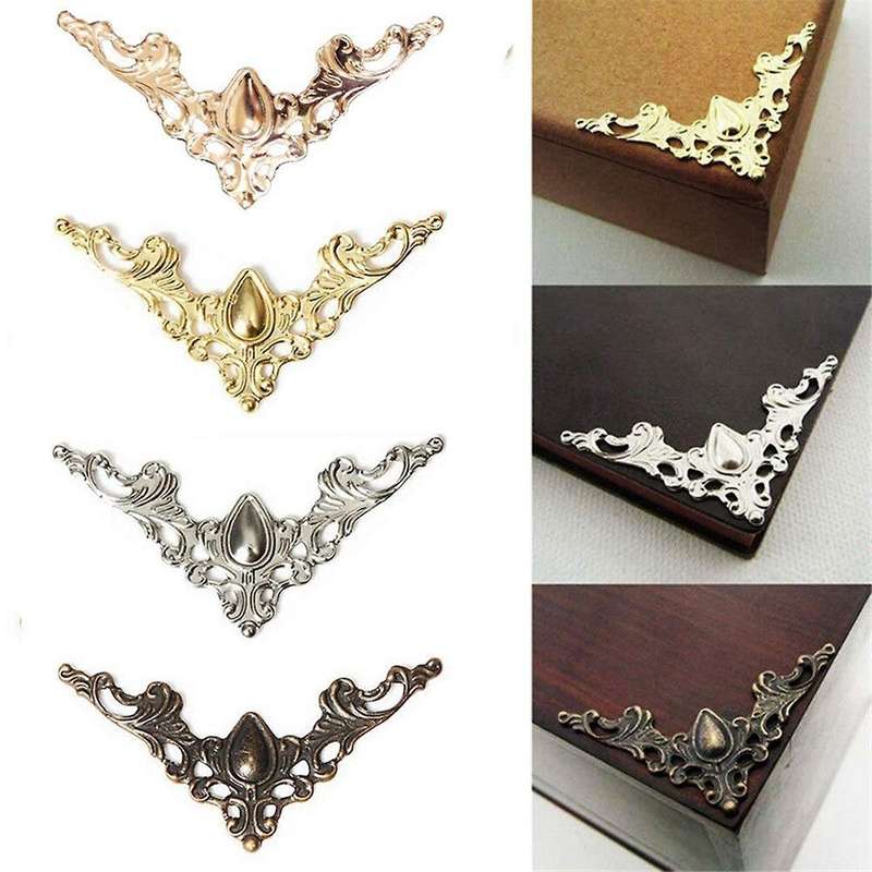 120pcs Metal Book Corner Protector, 4 Colors Iron Guard Edge Cover, Vintage Antique Book Scrapbooki