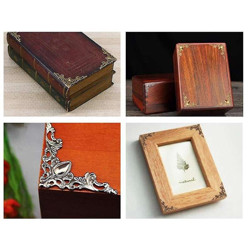 120pcs Metal Book Corner Protector, 4 Colors Iron Guard Edge Cover, Vintage Antique Book Scrapbooki