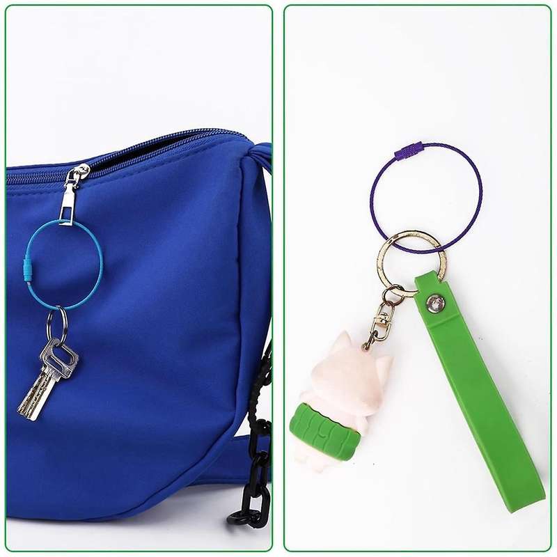 120pcs Wire Key Rings with Screw Lock, 6 Inch Cable Wire Key Chain Cable Loop Rings for Outdoor Hiki