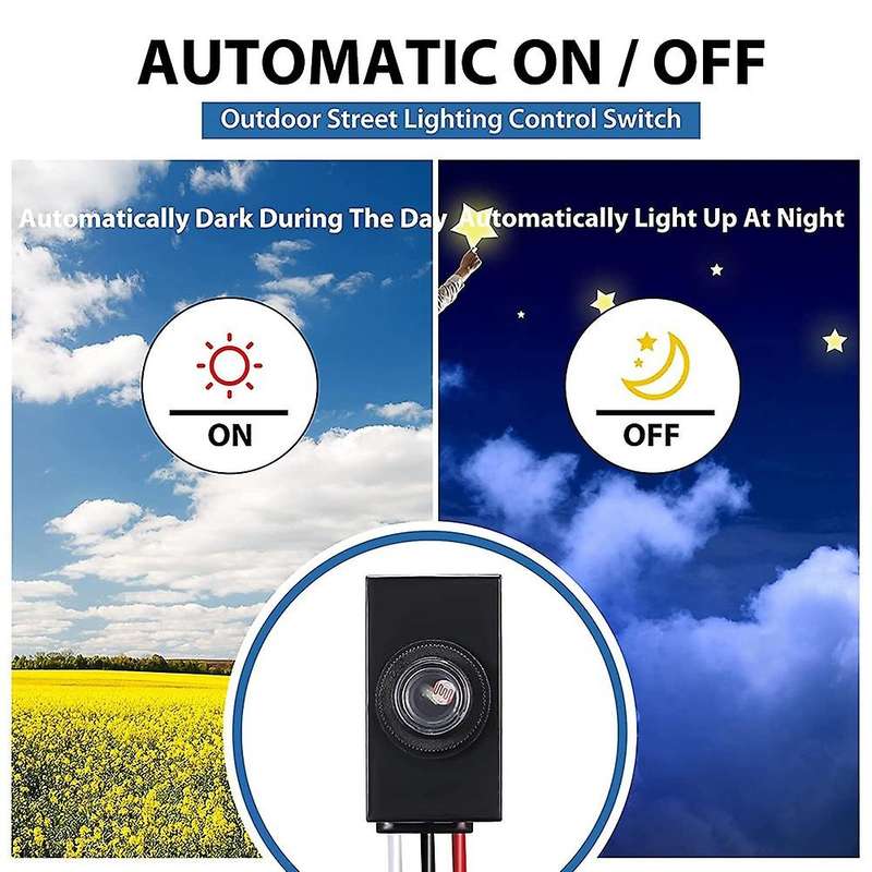 120V Ac Photoelectric Switch Photocell Light Dusk to Dawn Sensor for Outdoor Lighting Hardwired Post