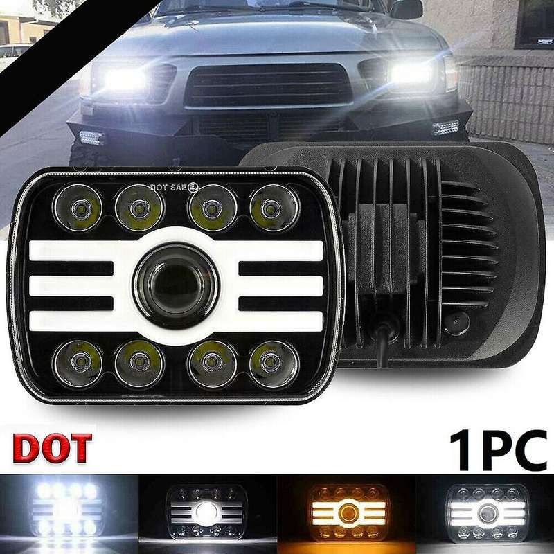 120W 5X7inch 7X6inch LED Headlight Hi-Lo Beam Halo DRL for XJ YJ