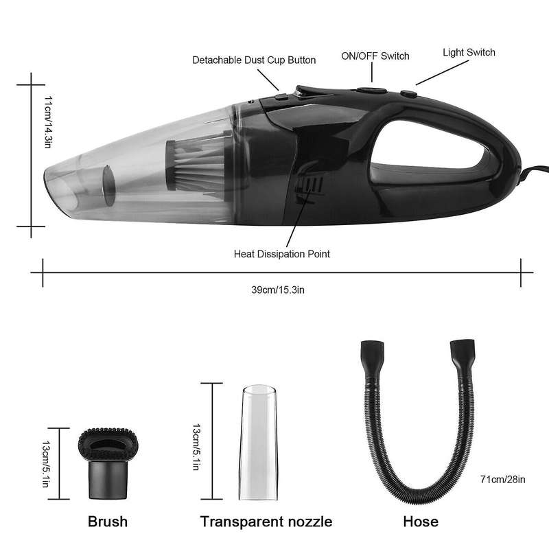 120W Handheld Car Vacuum Cleaner Cordless Strong Power Suction Portable Wet Dry Vacuum Cleaner for A