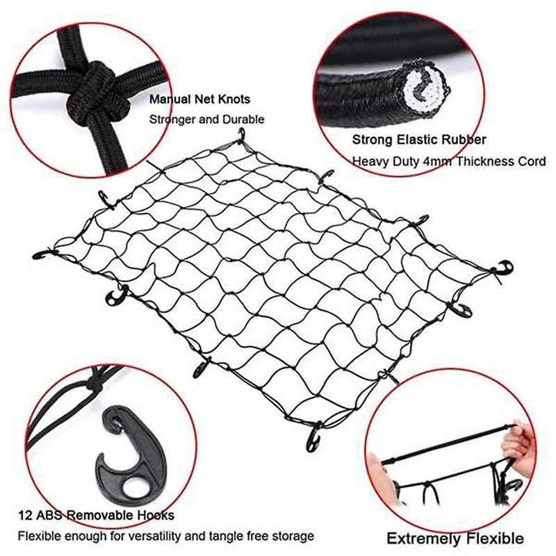 120X90CM Car Trunk Rooftop Net Elastic Cargo Luggage Storage Organizer Bungee Mesh Universal for Tra