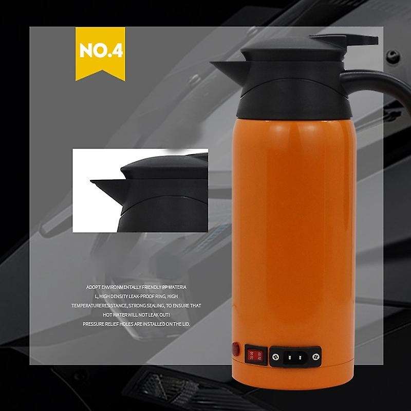 12-24V 800ML Stainless Steel Safe Car Electric Heated Water Kettle Bottle Cup Travel Car Kettle Car