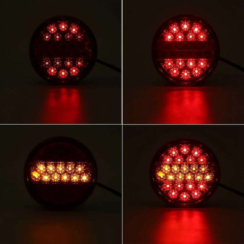12-24V 6.1 Inch 25LED Car Trailer Tail Light Turn Signal Lamp Round Brake Light Indicator Caravan Lo