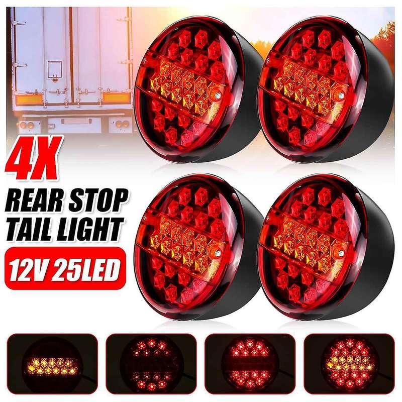 12-24V 6.1 Inch 25LED Car Trailer Tail Light Turn Signal Lamp Round Brake Light Indicator Caravan Lo