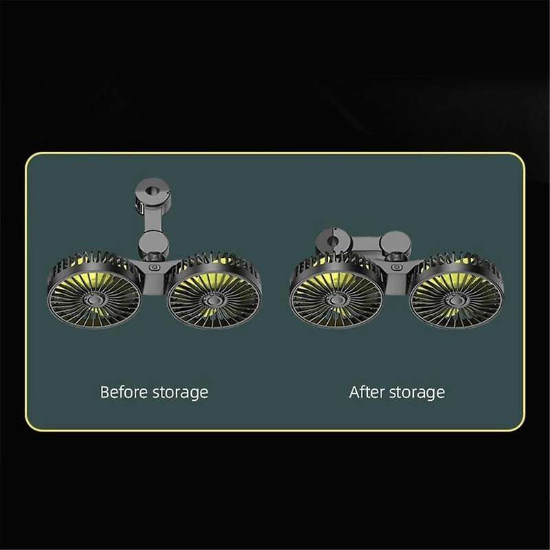 12-24V USB Car Fan Portable Cars Electric Fan for Home Office 360 Degree Rotatable Dual 3 Speed Seat