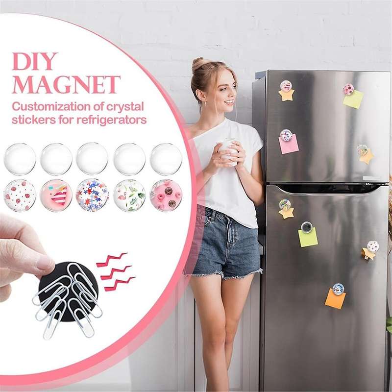 124Pcs Craft Magnets Glass W Adhesive Backing and Transparent Clear DIY Craft Sticker