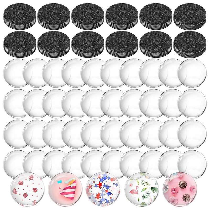 124Pcs Craft Magnets Glass W Adhesive Backing and Transparent Clear DIY Craft Sticker
