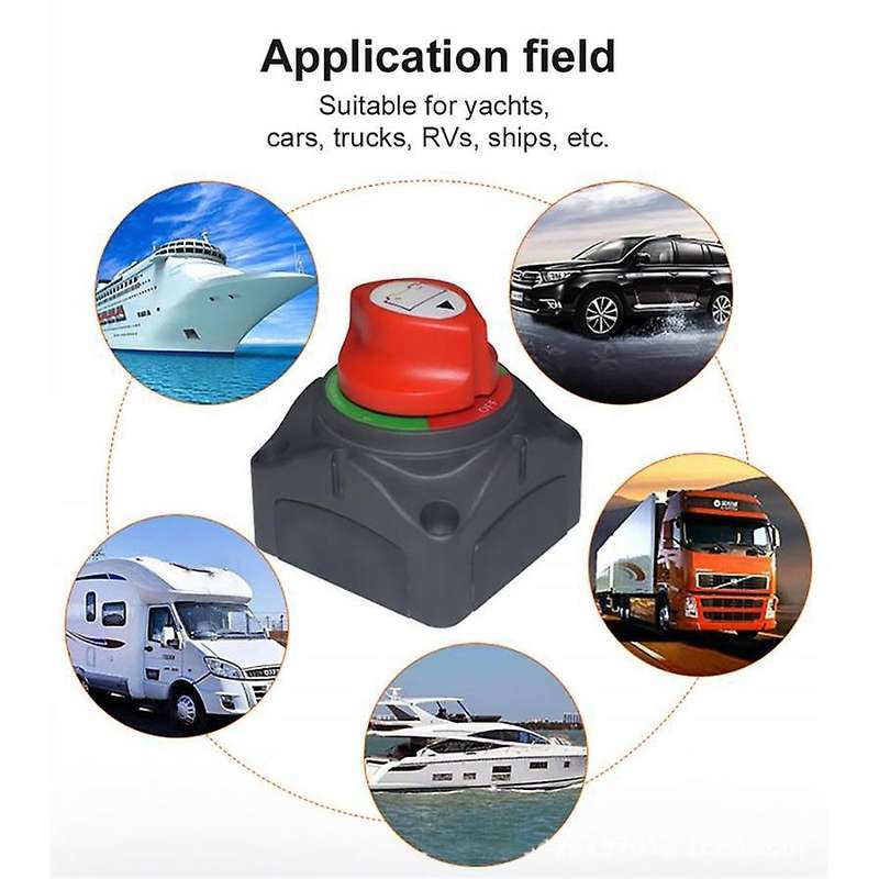 12-60V RV Disconnect Rotary 3 Position Car Battery Isolator ON/OFF Switch for Car Vehicle RV Boat Ma