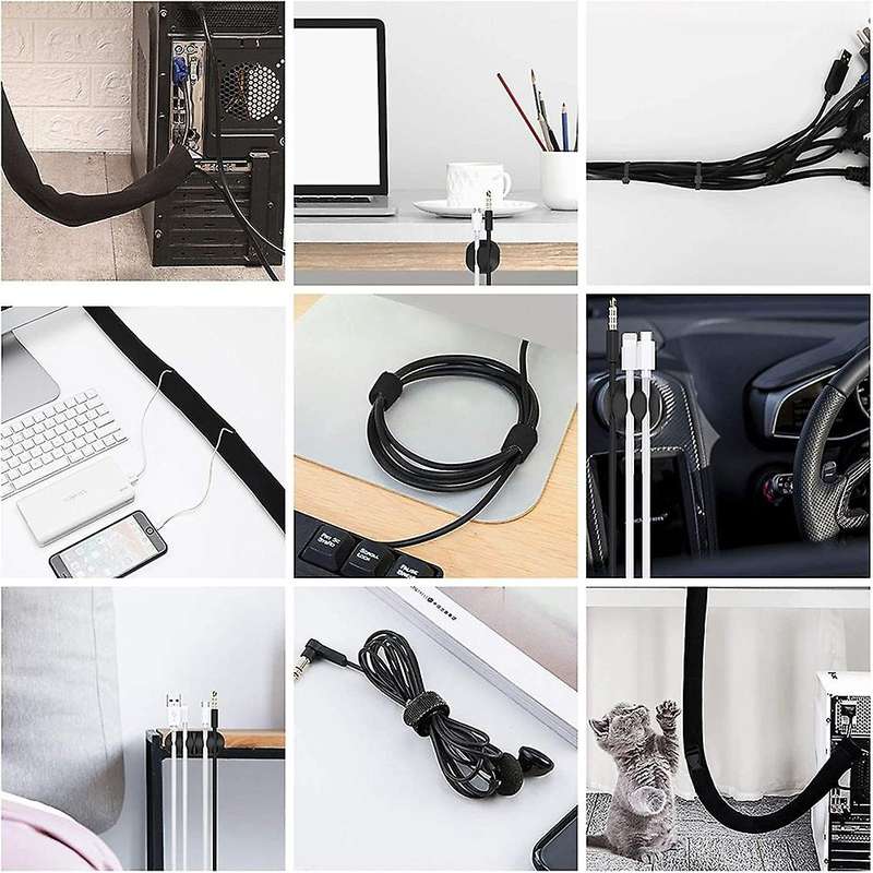 126pcs Cable Management Organizer Kit, 4 Cable Sleeve 10 Reusable Cable Ties Cord Organizer for Off