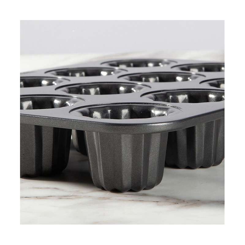 12-cavity Canele Mold Cake Pan Non-stick Canele Muffin Bakeware Cupcake Pan for Oven Baking Pudding