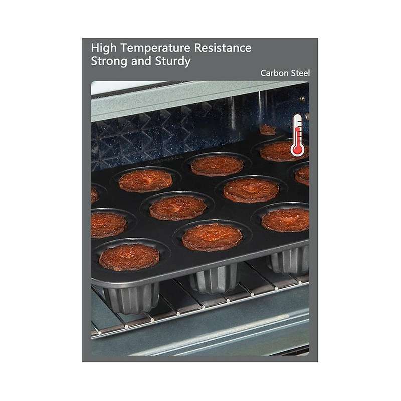 12-cavity Canele Mold Cake Pan Non-stick Canele Muffin Bakeware Cupcake Pan for Oven Baking Pudding