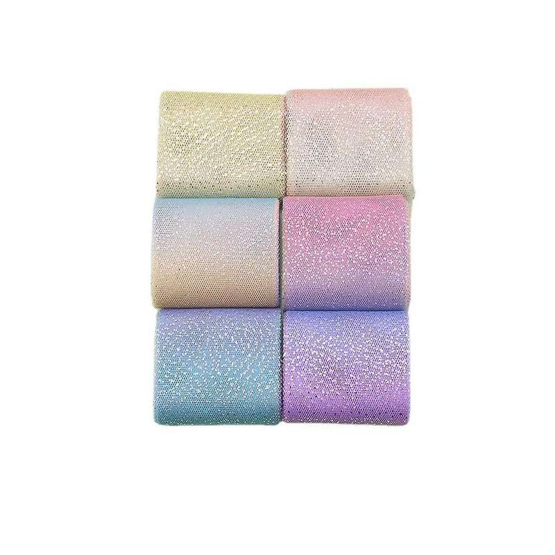 12cmx5 Yards Gradient Rainbow Tulle Roll Silver Dot Tulle Mesh Diy Children's Handmade Jewelry Hair