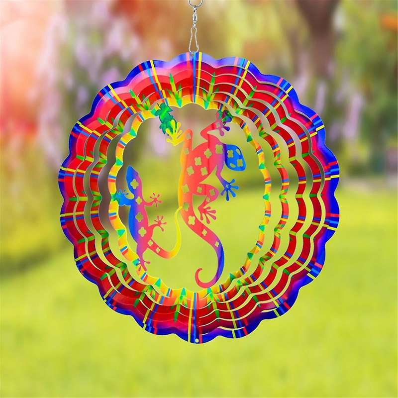 12inch Gecko Wind Spinners Outdoor,3d Gecko Wind Spinner Garden Decor, for Hanging Patio Yard Decora