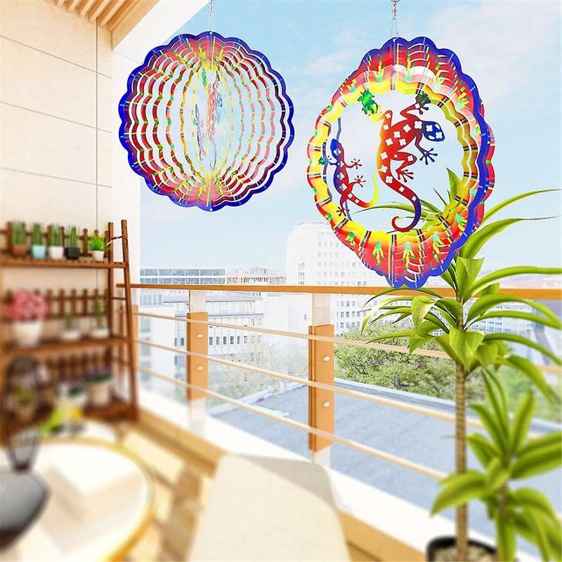 12inch Gecko Wind Spinners Outdoor,3d Gecko Wind Spinner Garden Decor, for Hanging Patio Yard Decora