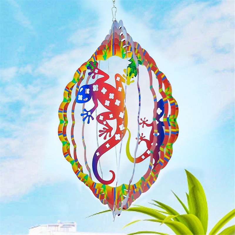 12Inch Gecko Wind Spinners Outdoor,3D Gecko Wind Spinner Garden Decor, for Hanging Patio Yard Decor