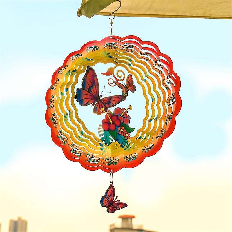12inch Butterfly Wind Spinners Outdoor,3d Butterfly Wind Spinner Garden Decor, for Hanging Patio Yar
