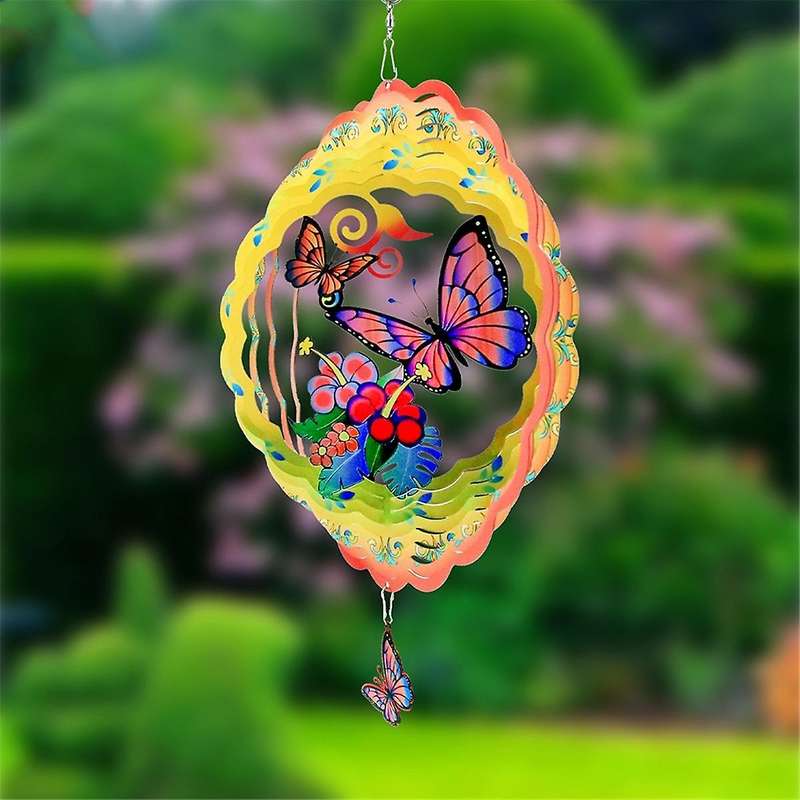 12inch Butterfly Wind Spinners Outdoor,3d Butterfly Wind Spinner Garden Decor, for Hanging Patio Yar