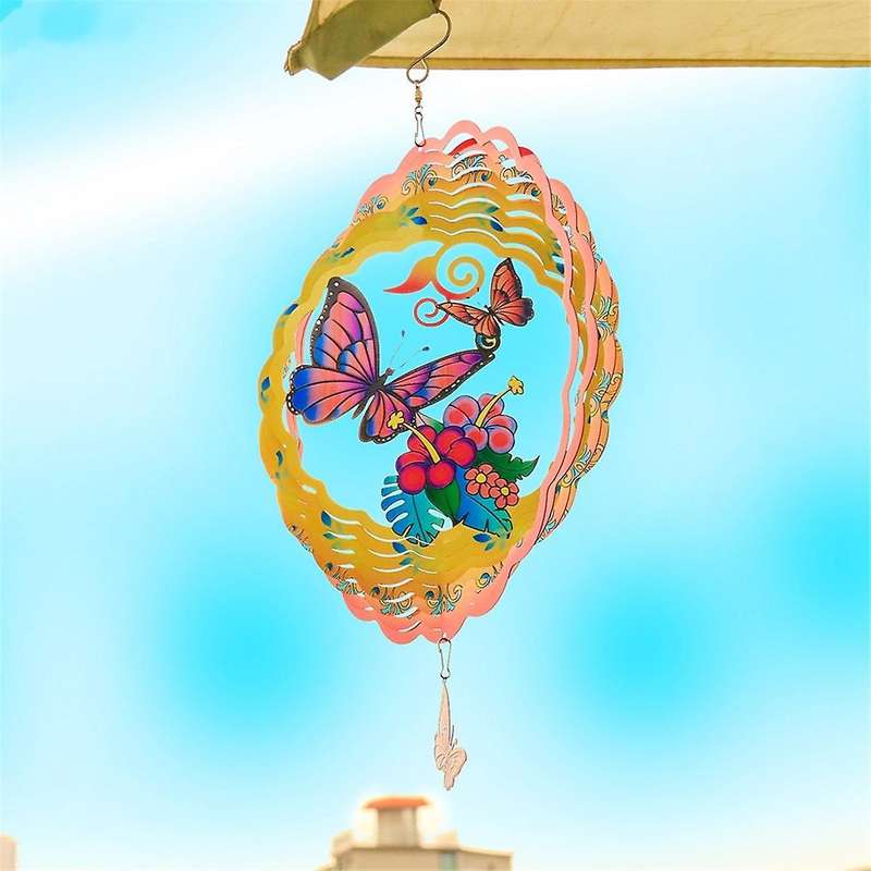 12inch Butterfly Wind Spinners Outdoor,3d Butterfly Wind Spinner Garden Decor, for Hanging Patio Yar