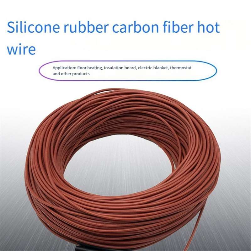 12k Heat 50m 12k 33/m Carbon Fiber Heating Cable 3mm Floor Warming Wire High Temperature Silicone He