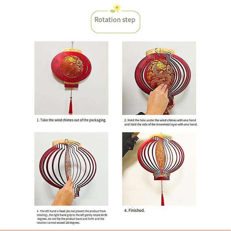 12Inch New Year Wind Spinners Outdoor 3D Chinese Dragon Wind Spinner Garden Decor, for Hanging Pati