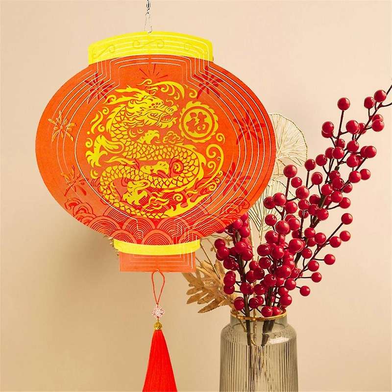 12Inch New Year Wind Spinners Outdoor 3D Chinese Dragon Wind Spinner Garden Decor, for Hanging Pati