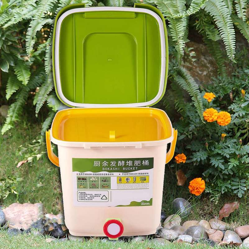 12l Compost Bin Recycle Composter Aerated Compost Bin Pp Trash Can Bucket Kitchen Garden Food Waste