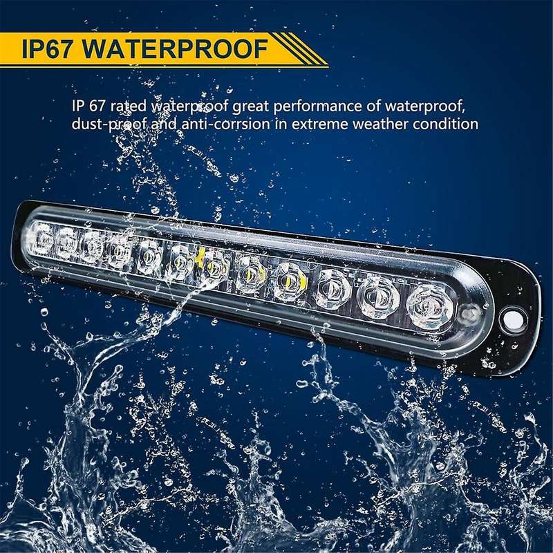 12LED Safety Emergency Flashing Lights, 12V-24V Strobe Warning Light, Breakdown Beacon LED Light Ba