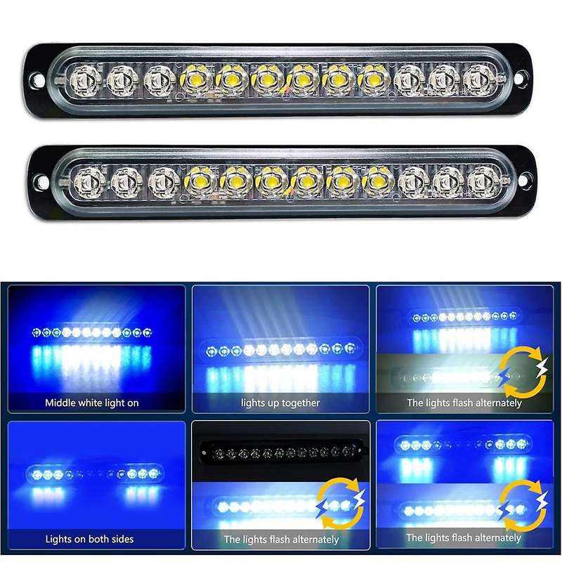 12LED Safety Emergency Flashing Lights, 12V-24V Strobe Warning Light, Breakdown Beacon LED Light Ba