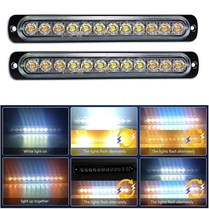 12LED Safety Emergency Flashing Lights, 12V-24V Strobe Warning Light, Breakdown Beacon LED Light Bar