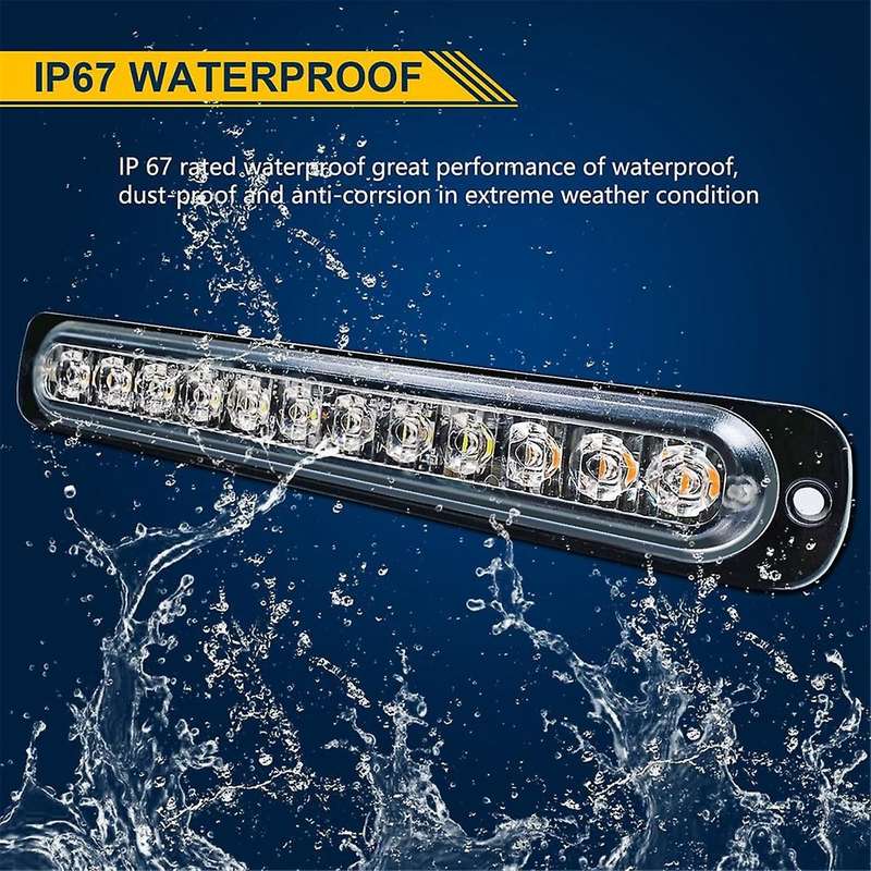 12LED Safety Emergency Flashing Lights, 12V-24V Strobe Warning Light, Breakdown Beacon LED Light Bar